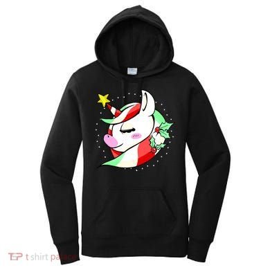 Cute Christmas Unicorn Star Mistletoe Women's Hoodie