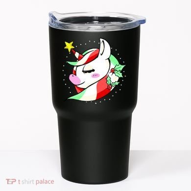 Cute Christmas Unicorn Star Mistletoe Tumbler