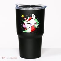 Cute Christmas Unicorn Star Mistletoe Tumbler thumb 0