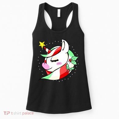 Cute Christmas Unicorn Star Mistletoe Women's Tank Top