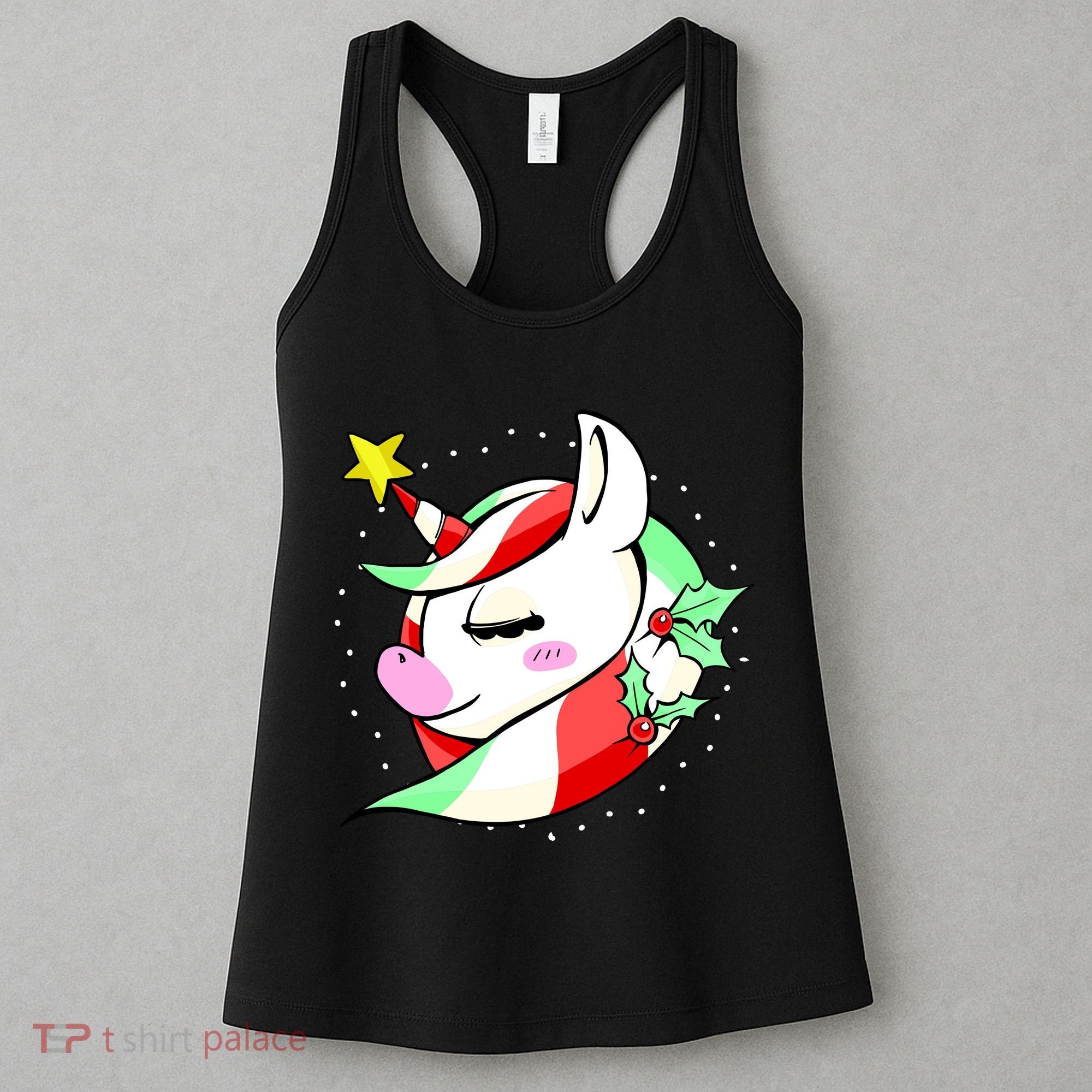 Cute Christmas Unicorn Star Mistletoe Women's Tank Top