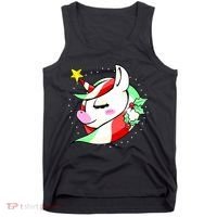 Cute Christmas Unicorn Star Mistletoe Tank Top thumb 0