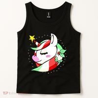 Cute Christmas Unicorn Star Mistletoe Tank Top thumb 2