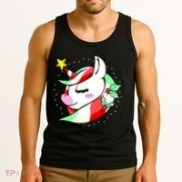 Cute Christmas Unicorn Star Mistletoe Tank Top thumb 3