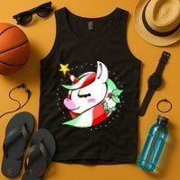 Cute Christmas Unicorn Star Mistletoe Tank Top thumb 4