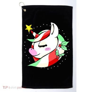 Cute Christmas Unicorn Star Mistletoe Golf Towel