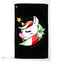 Cute Christmas Unicorn Star Mistletoe Golf Towel thumb 0