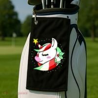 Cute Christmas Unicorn Star Mistletoe Golf Towel thumb 2