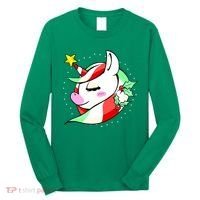 Cute Christmas Unicorn Star Mistletoe Long Sleeve Shirt thumb 0