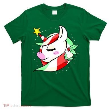Cute Christmas Unicorn Star Mistletoe T-Shirt