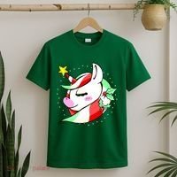 Cute Christmas Unicorn Star Mistletoe T-Shirt thumb 2