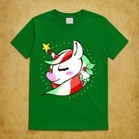 Cute Christmas Unicorn Star Mistletoe T-Shirt thumb 5