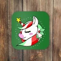 Cute Christmas Unicorn Star Mistletoe Coaster thumb 0
