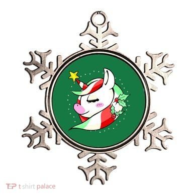 Cute Christmas Unicorn Star Mistletoe Ornament