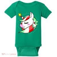 Cute Christmas Unicorn Star Mistletoe Baby Bodysuit thumb 0