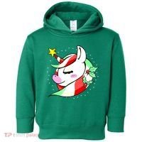 Cute Christmas Unicorn Star Mistletoe Toddler Hoodie thumb 0