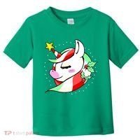 Cute Christmas Unicorn Star Mistletoe Toddler T-Shirt thumb 0