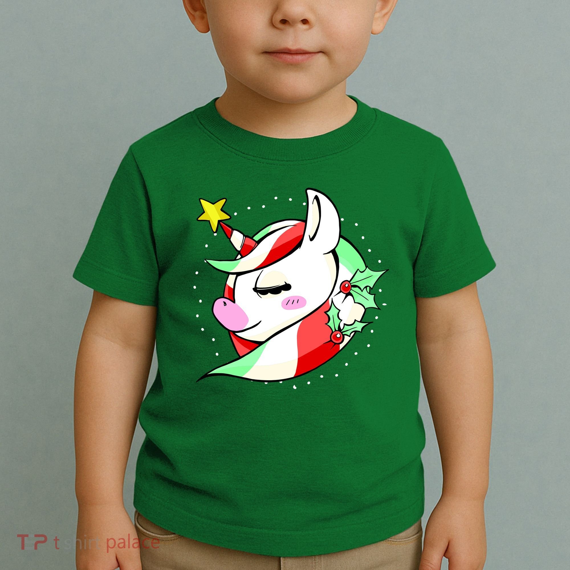 Cute Christmas Unicorn Star Mistletoe Toddler T-Shirt