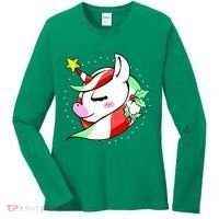 Cute Christmas Unicorn Star Mistletoe Women's Long Sleeve Shirt thumb 0