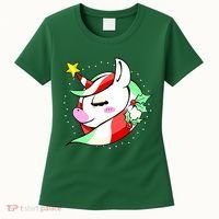 Cute Christmas Unicorn Star Mistletoe Women's T-Shirt thumb 0