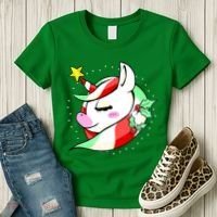 Cute Christmas Unicorn Star Mistletoe Women's T-Shirt thumb 3