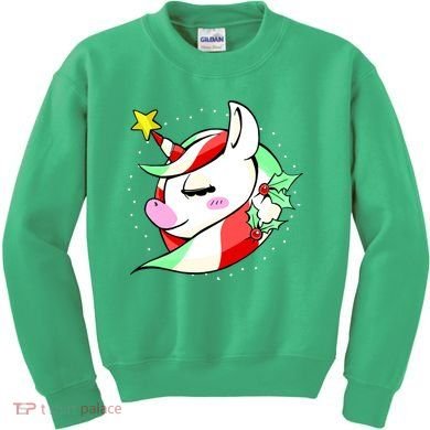 Cute Christmas Unicorn Star Mistletoe Kids Sweatshirt