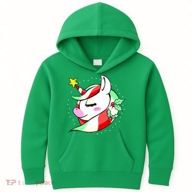 Cute Christmas Unicorn Star Mistletoe Kids Hoodie