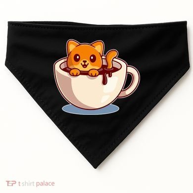 Cute Coffee Kitty USA-Made Doggie Bandana
