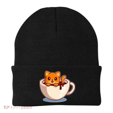 Cute Coffee Kitty Beanie