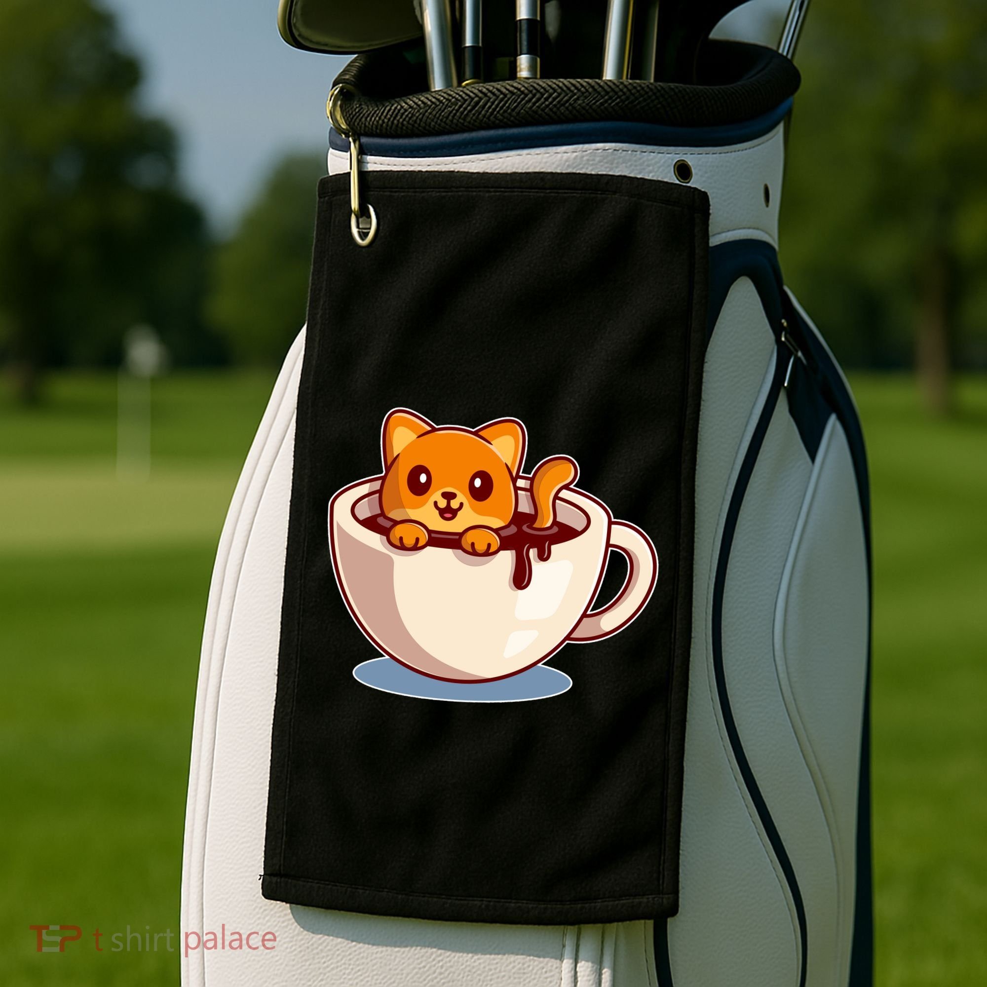 Cute Coffee Kitty Golf Towel