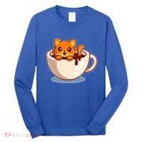 Cute Coffee Kitty Long Sleeve Shirt thumb 0
