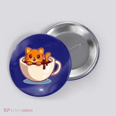 Cute Coffee Kitty Button
