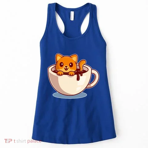 Cute Coffee Kitty Women's Tank Top in the selected color