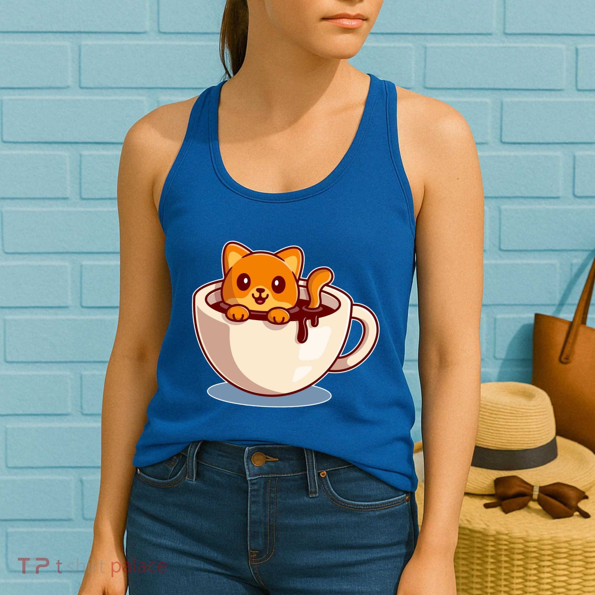 Cute Coffee Kitty Women's Tank Top