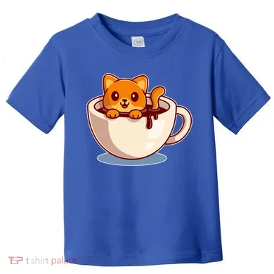 Cute Coffee Kitty Toddler T-Shirt