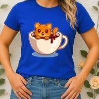 Cute Coffee Kitty Women's T-Shirt thumb 2