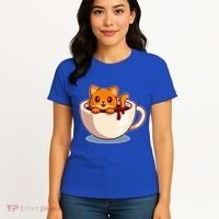 Cute Coffee Kitty Women's T-Shirt thumb 4