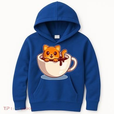 Cute Coffee Kitty Kids Hoodie
