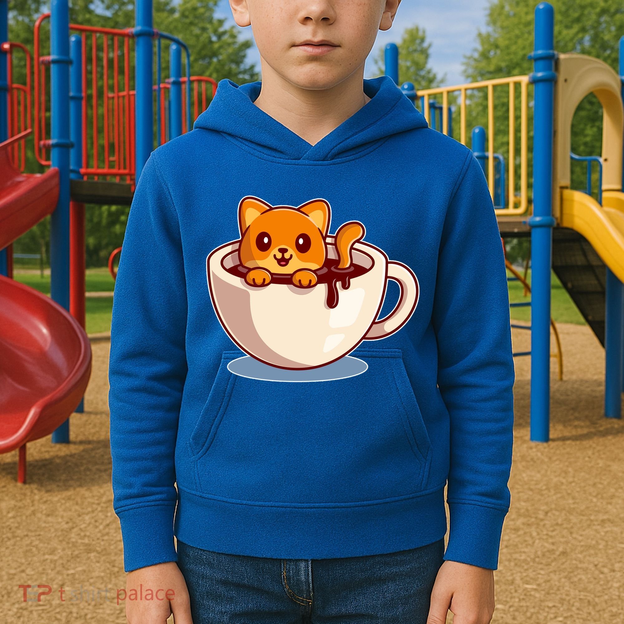 Cute Coffee Kitty Kids Hoodie