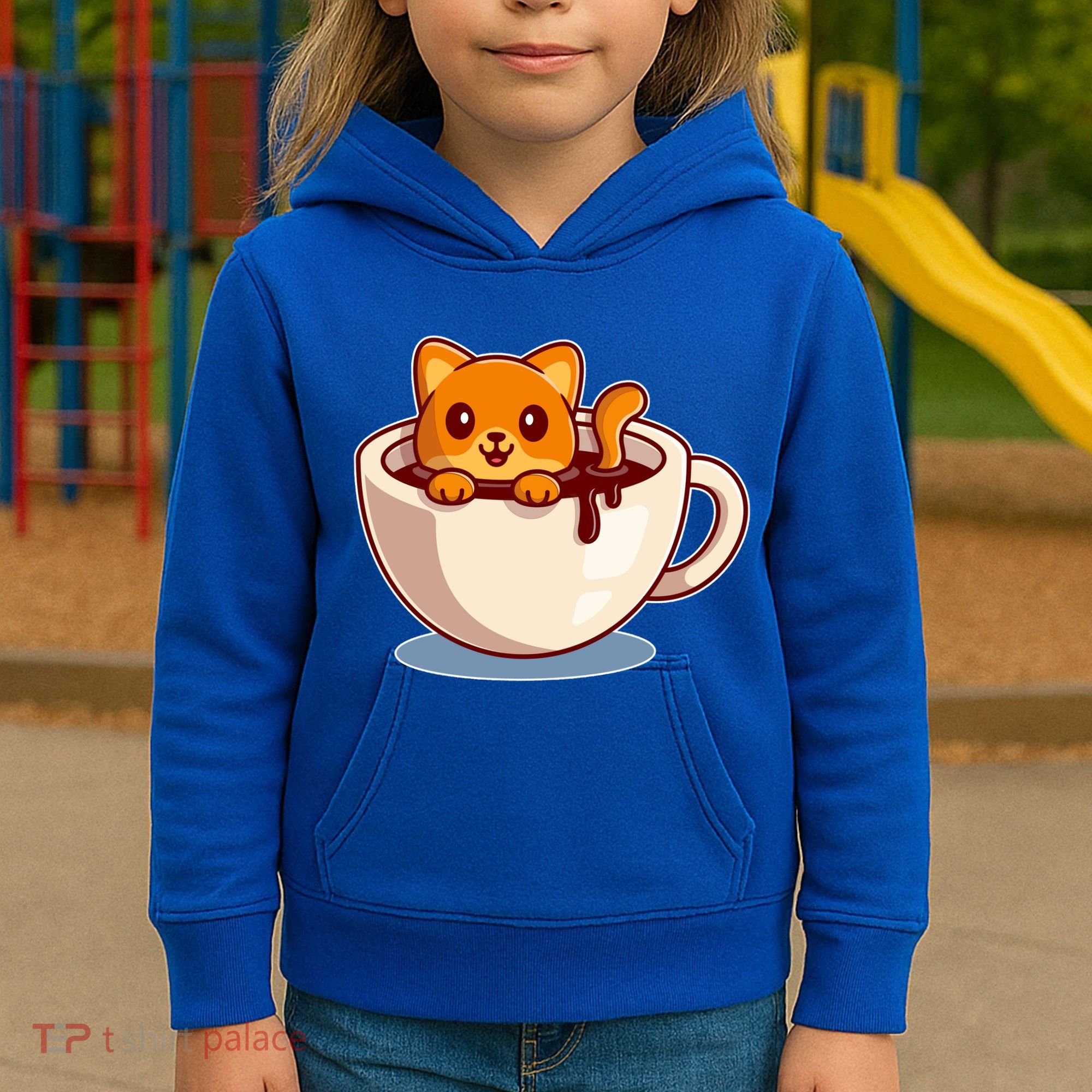 Cute Coffee Kitty Kids Hoodie