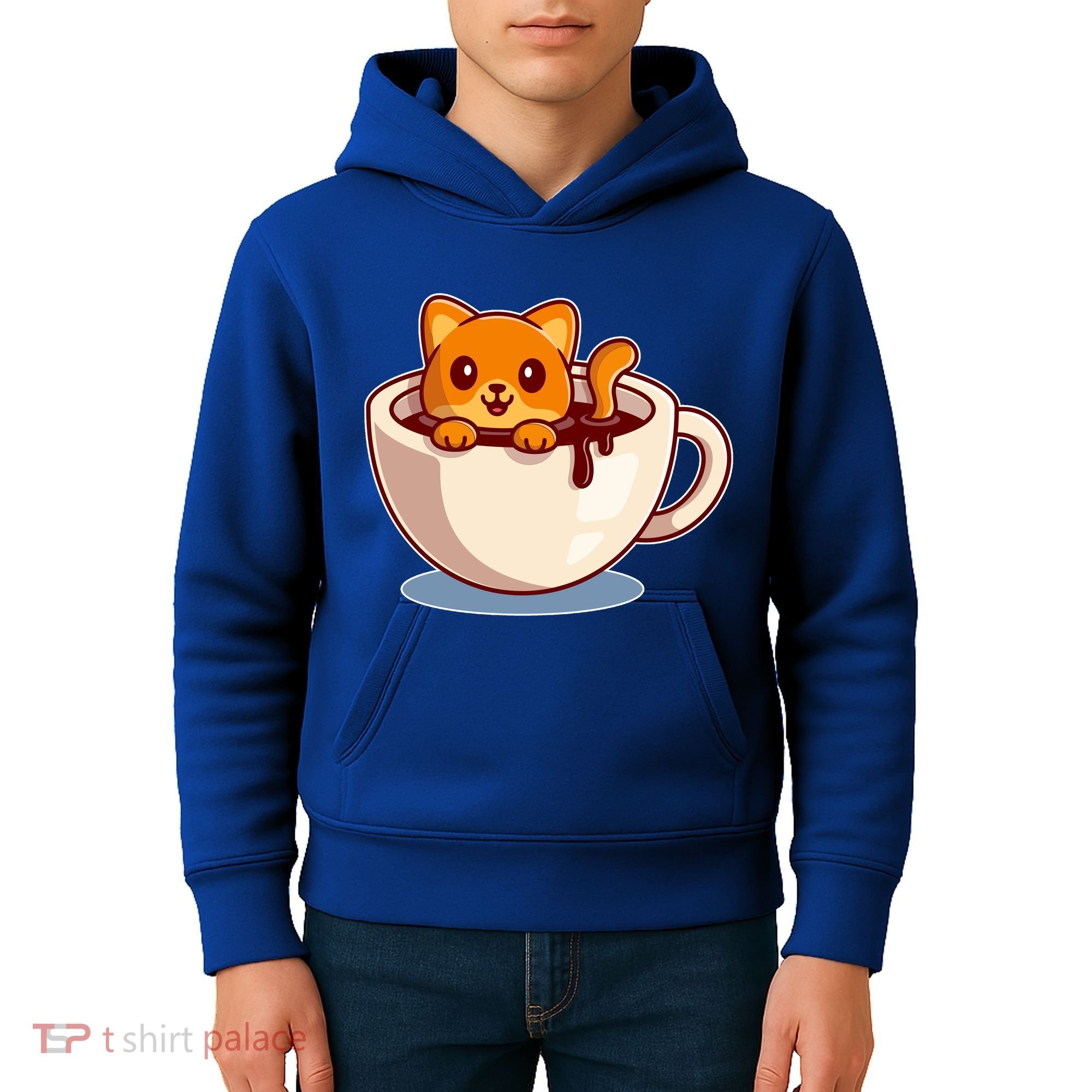 Cute Coffee Kitty Kids Hoodie
