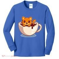 Cute Coffee Kitty Kids Long Sleeve Shirt thumb 0
