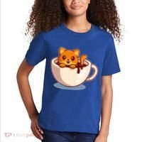 Cute Coffee Kitty Kids T-Shirt thumb 2