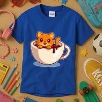 Cute Coffee Kitty Kids T-Shirt thumb 3