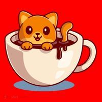 Cute Coffee Kitty Santa Hat thumb 1