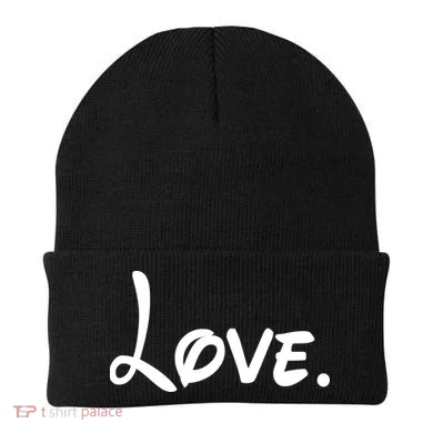 Cute Cursive Love Valentines Day Beanie