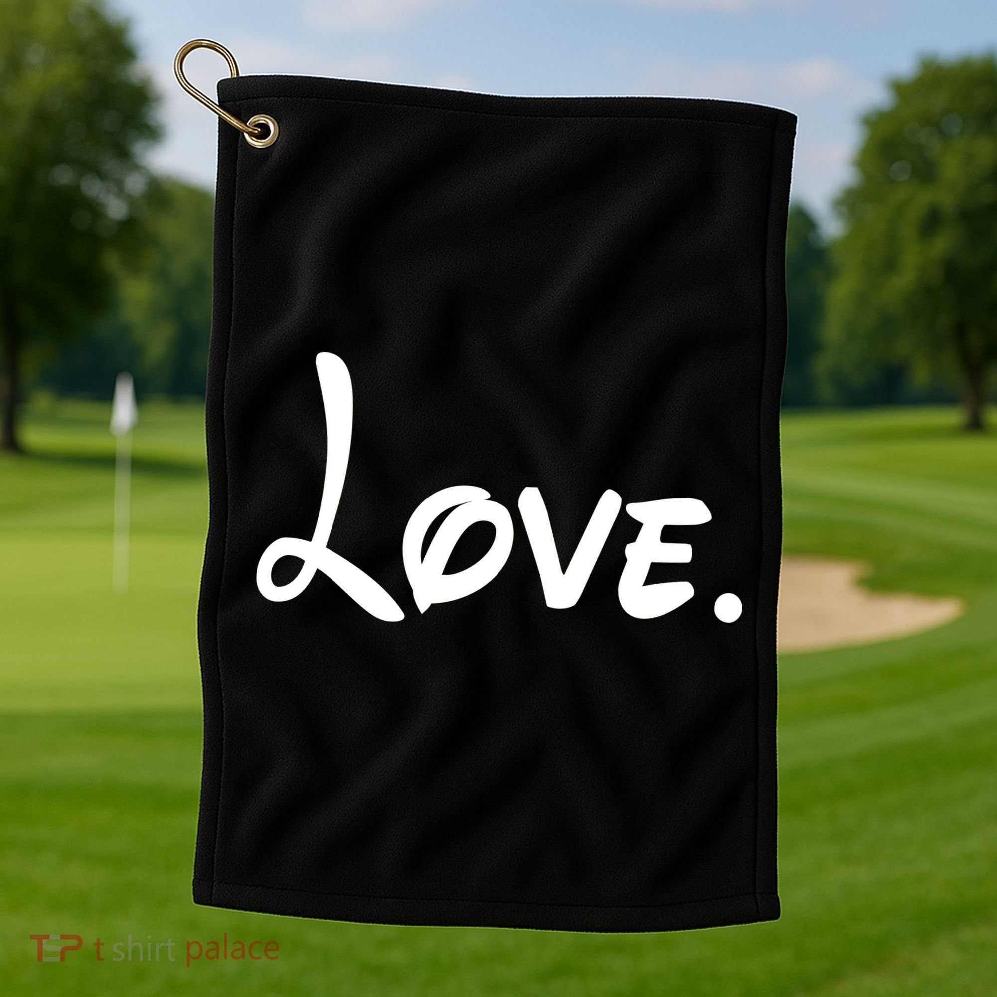 Cute Cursive Love Valentines Day Golf Towel