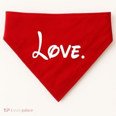 Cute Cursive Love Valentines Day USA-Made Doggie Bandana