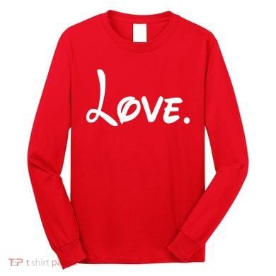 Cute Cursive Love Valentines Day Long Sleeve Shirt