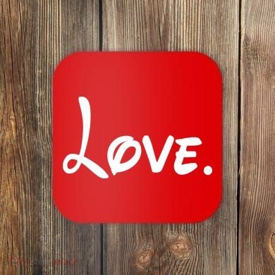 Cute Cursive Love Valentines Day Coaster